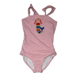 Hanna Anderson Girl’s Mermaid Pink Ruffled One Piece Bathing Suit. Sz 130 (8).